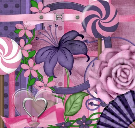 花朵缎带蝴蝶结粉紫图片