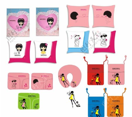 粉色女性抱枕设计图片