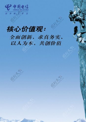 中国电信核心价值观海报图片