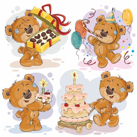 可爱的泰迪熊祝你生日快乐