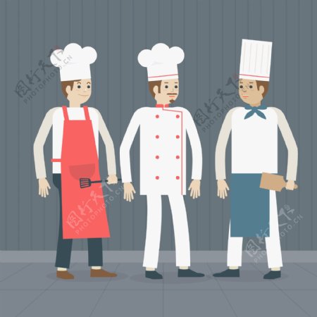 三位卡通厨师插图