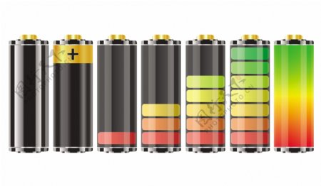 排列的彩色电池矢量素材