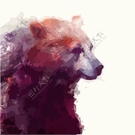 棕熊水彩装饰画