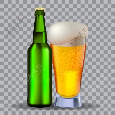 绿色啤酒瓶包装设计矢量素材