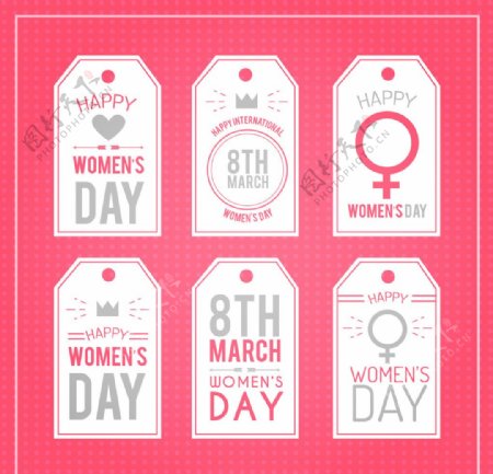 漂亮的粉红色妇女节标记集