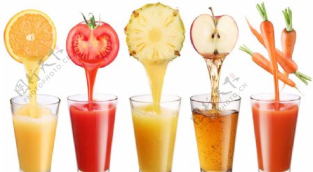 5种水果和蔬菜鲜榨汁高清