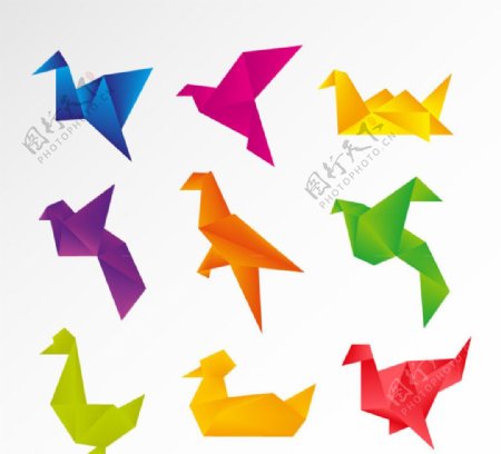 彩色折纸鸽子图标