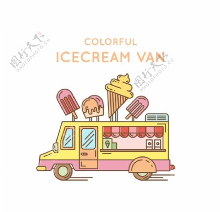 彩色冰淇淋车