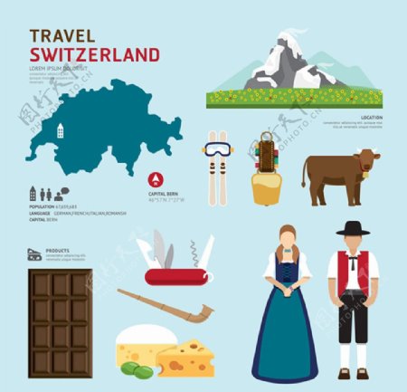 瑞士旅游元素