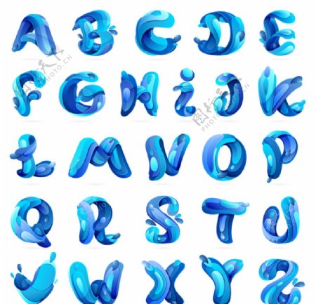 创意26个蓝色字母