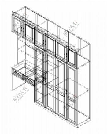 书柜带衣柜线形图