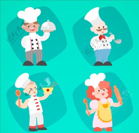 卡通厨师的角色集合
