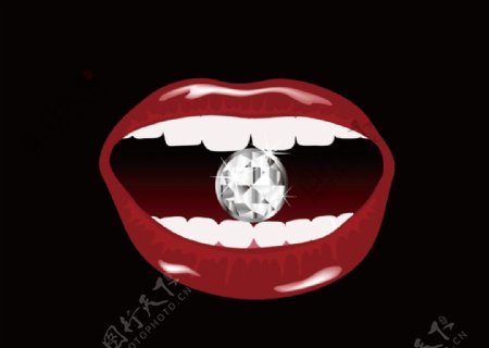 钻石与红嘴唇