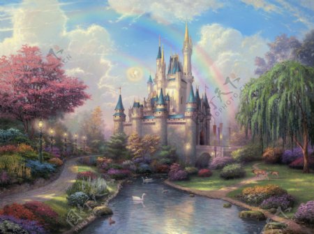 油画童话世界城堡