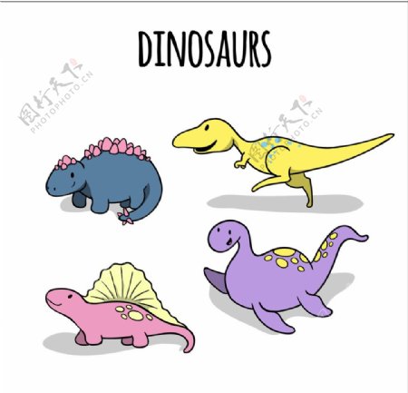 有趣的手工绘制的恐龙