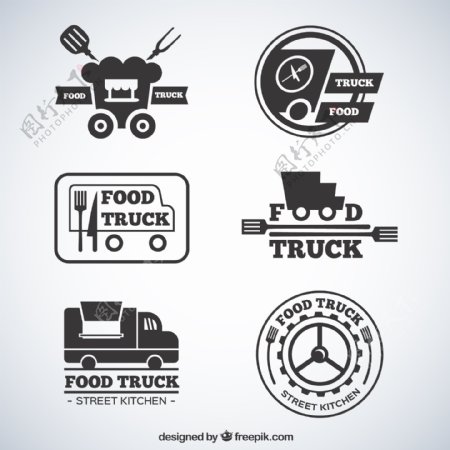 灰色平食品的卡车徽标