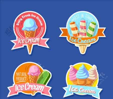 彩色冰淇淋标签集合