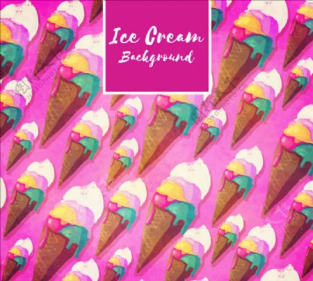 冰淇淋水彩图案背景