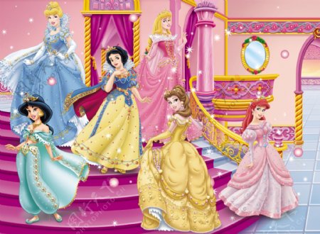 迪士尼公主城堡装饰画