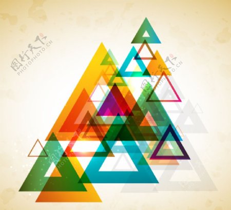 彩色三角环背景矢量素材