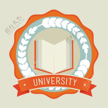圆形花边橄榄枝丝带学校logo