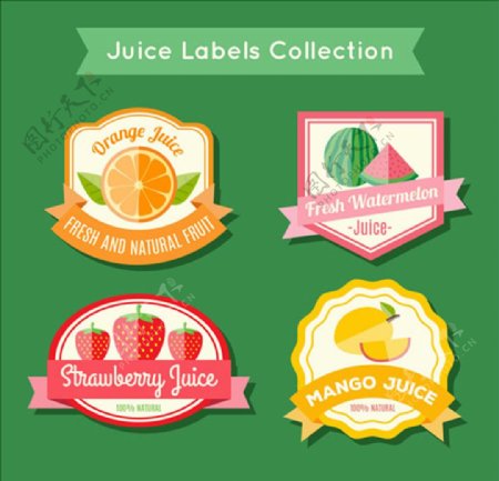 可爱的水果汁标签