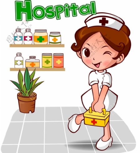 小护士卡通动漫插画