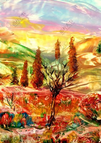 油画托斯卡纳的秋天