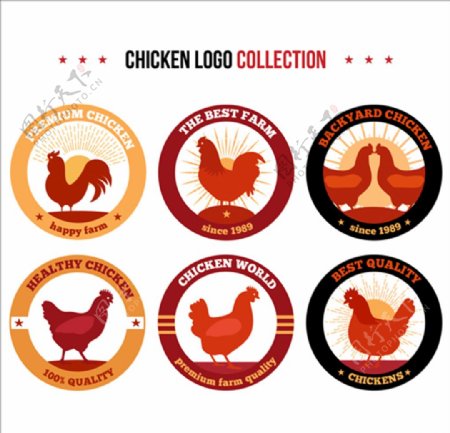 六款鸡肉标志标识LOGO