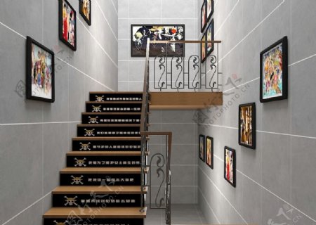 AA国际动漫店内二楼楼梯设计