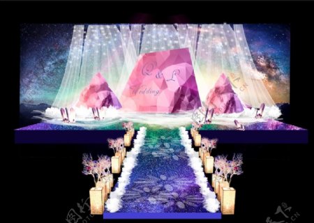 极光水晶星空婚礼舞台效果图