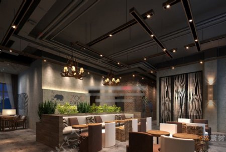 工业风咖啡厅3Dmax格式
