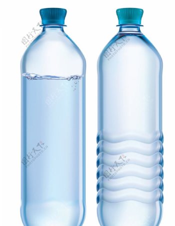 两款透明饮料瓶包装白模矢量