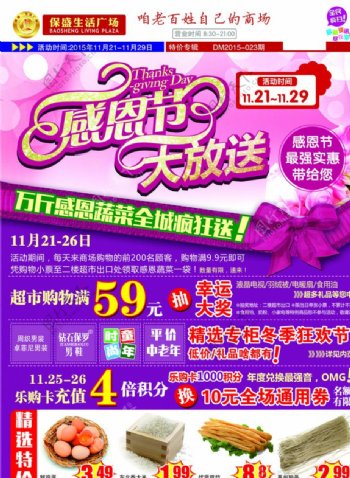 商场感恩节促销DM彩页海报