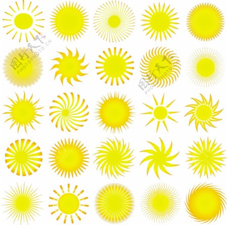 各种金黄色太阳图标