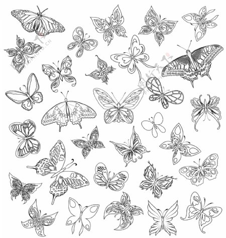 简洁手绘蝴蝶设计矢量素材