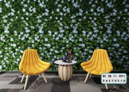 植物墙椅子组合绿化生态