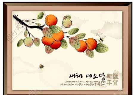 牡丹图中国传统吉祥年画矢量素材