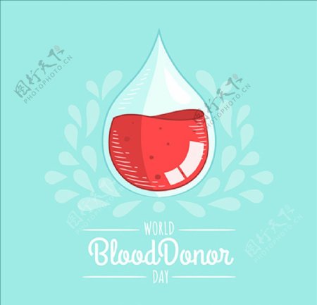 卡通血滴世界献血日海报