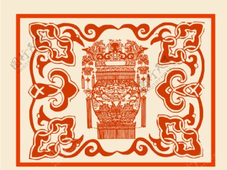 中国风传统宫灯剪纸纹样