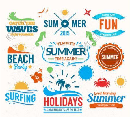 夏季沙滩度假标签