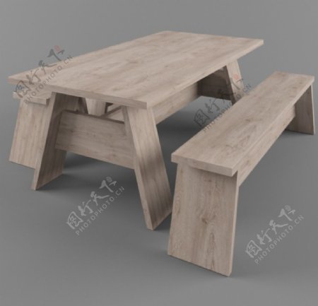 简约原木长桌长椅凳