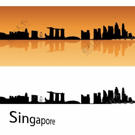 新加坡地标建筑剪影