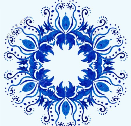 蓝色古典花纹