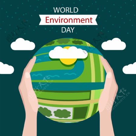 双手捧地球世界环境保护日海报