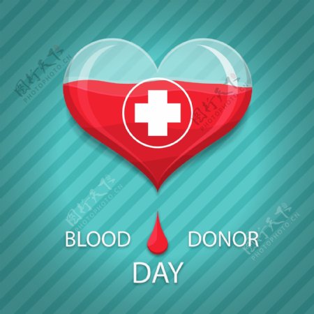 世界献血日条纹心形元素