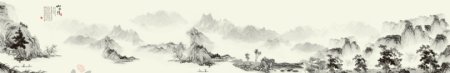 中式风格山水画横幅