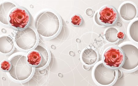 玫瑰立体3D背景墙