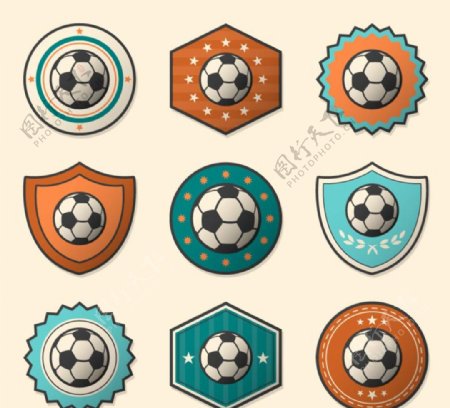 9款创意足球标签矢量素材