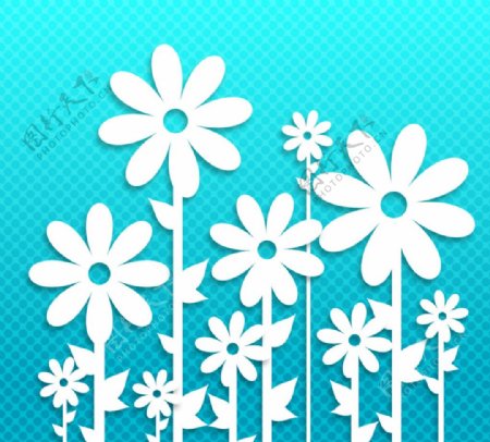 白色纸质花朵矢量素材
